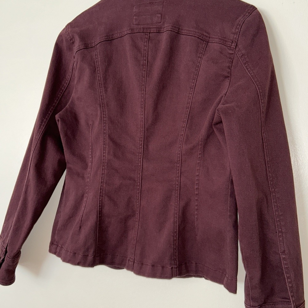 Live A Little LAL Woman's Utility Jacket Medium Petite Button Cotton Wine Color - Picture 8 of 15